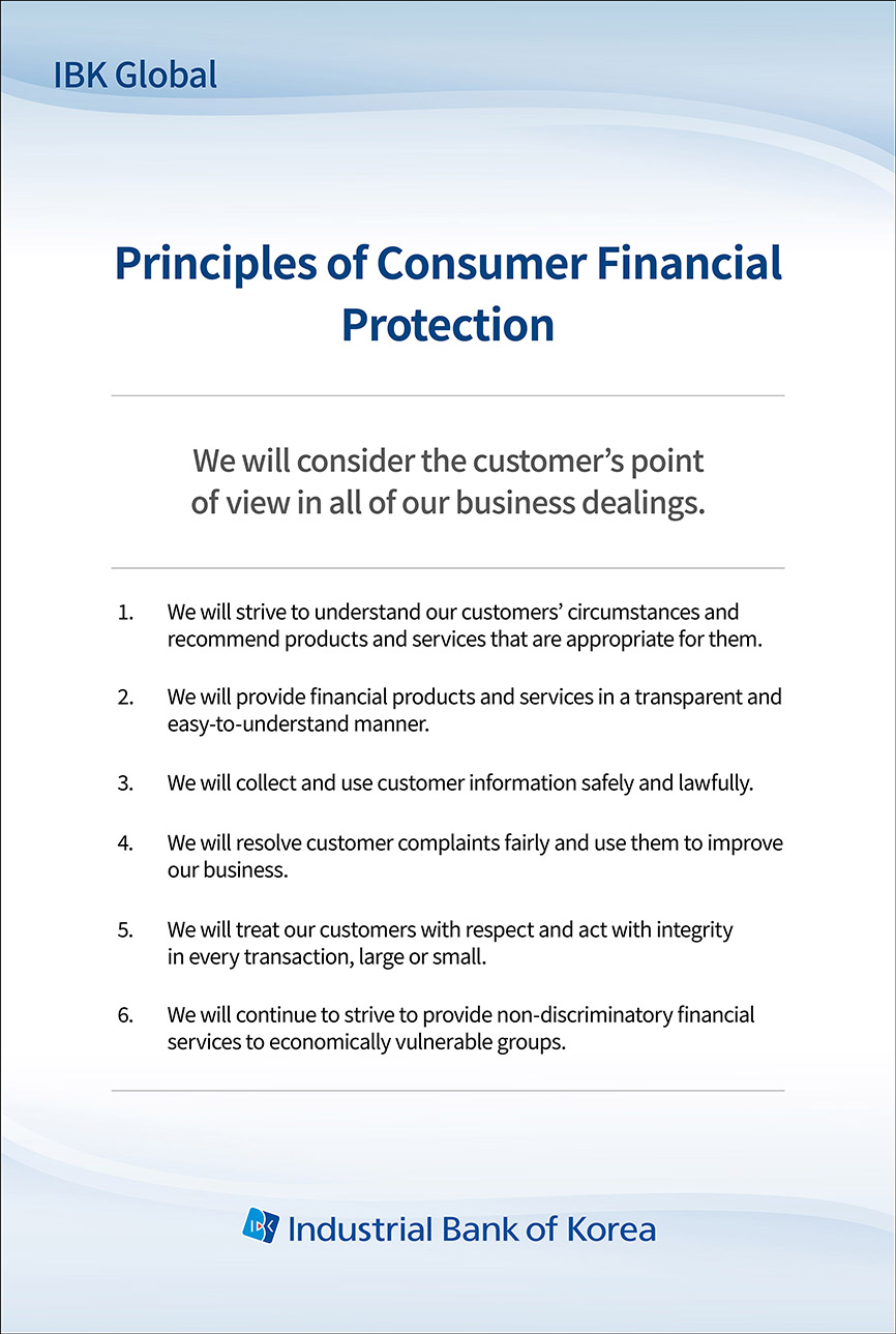 IBK Global Principles of Consumer Financial Protection 